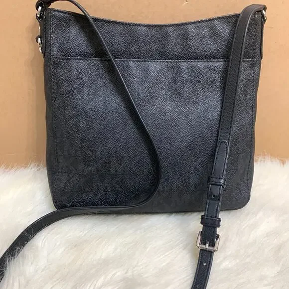 MICHAEL KORS Black Coated Canvas & Leather North South XBody Messenger Bag - Picture 15 of 16